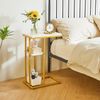 C-förmiger Beistelltisch mit 2 Ablagen, Metallrahmen, Weiß-Gold Marmor, 40×26×61,5 cm Bild 5