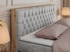 Boxspringbett AMORE KING, Doppelbett mit Multipocket-Matratze, Polsterbett mit Kopfstütze - 140 x 200 cm - Hellgrau Velvet - H3 Bild 3