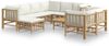 vidaXL 10-tlg. Garten-Lounge-Set mit Cremeweißen Kissen Bambus 3155192 Bild 2