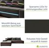 Juskys Sofa Davos Links mit Schlaffunktion - Ecksofa für Wohnzimmer mit Bettkasten & LED - Stoff Schlafsofa L Form Couch Beleuchtung - Dunkelgrau Bild 5
