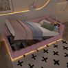 Daybett 90x200 cm mit hydraulischem Bettkasten, LED-Lichtleiste, USB- und Typ-C-Anschluss, Rosa Bild 3