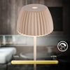 BRILONER - Riffle Mini LED Tischlampe kabellos IP44 mit Lichtkante, 8,5x20 cm, Touchdimmer, Akku tauschbar, Nachttischlampe, LED Lampe, Akku Lampe, German Design Award Winner 2025, Beige Bild 4