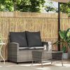 vidaXL Gartensofa 2-Sitzer mit Kissen & Tisch Grau Poly Rattan 4103847 Bild 3