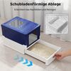 Faltbares Katzenklo mit Deckel & Ausziehbarem Tablett & Fronteinstieg Katzentoilette Blau Bild 5