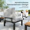 PHI VILLA Gartenlounge-Set, (Balkonmöbel Outdoor Ecksofa, Metall Gartenmöbel Set), Außen Gartensofa Wetterfest mit Couchtisch und Kissen, Beige-Grau Bild 2