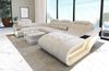 Mini Leder Wohnlandschaft Elegante U-Form - Büffelleder - beige-weiß - Rechts Bild 2