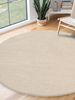 the carpet Relax Moderner Flauschiger Kurzflor Teppich, Anti-Rutsch Unterseite, Waschbar bis 30 Grad, Super Soft, Felloptik, Beige, 200x200 cm Rund Bild 2