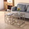 JYMTOM Couchtisch 3er Set aus Edelstahlgestell und Hartglas für Wohnzimmer (3-St), modernes Design Sofatisch (Silber Graues Glas Set of 3) Bild 4