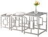 JYMTOM Couchtisch 3er Set aus Edelstahlgestell und Hartglas für Wohnzimmer (3-St), modernes Design Sofatisch (Silber Graues Glas Set of 3) Bild 2