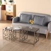 JYMTOM Couchtisch 3er Set aus Edelstahlgestell und Hartglas für Wohnzimmer (3-St), modernes Design Sofatisch (Silber Graues Glas Set of 3) Bild 3