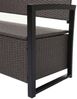 Poly-Rattan 3er Sitzbank HWC-F39, Gartenbank Truhenbank, Staufach Aufbewahrung Sitzkissen ~ grau-meliert, Kissen grün Bild 5