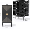 Merax 120cm Küchenschrank, Schrank, Sideboard, geräumiger 2-Tür-Aufbewahrungsschrank mit Türablage, Vintage-Stil Aufbewahrungsschrank, Schwarz Bild 4