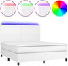 vidaXL Polsterbett mit Matratze & LED Weiß 160x200 cm Kunstleder Bild 2