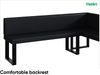 MEBLINI Eckbank für Esszimmer mit ausziehbarem Tisch - Küchenbank - Essecke - Sitzecke Küche - TONI - U-Beine 142x196x87cm Rechts - Schwarz Kunstleder/B Schwarz Hochgl. Bild 5
