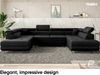 MEBLINI Schlafcouch mit Bettkasten - CARL - 338x203x55cm - Schwarz Samt - Ecksofa mit Schlaffunktion - Sofa mit Relaxfunktion und Kopfstützen - Couch U-Form - Eckcouch - Wohnlandschaft Bild 2