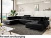 MEBLINI Schlafcouch mit Bettkasten - CARL - 338x203x55cm - Schwarz Samt - Ecksofa mit Schlaffunktion - Sofa mit Relaxfunktion und Kopfstützen - Couch U-Form - Eckcouch - Wohnlandschaft Bild 3