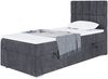 MEBLINI Boxspringbett LUKAS 100x200 cm mit Bettkasten - H4/Dunkelgrau Samt Gepolstert Einzelbett mit Topper & Taschenfederkern-Matratze - 100x200 Rechts Bild 1