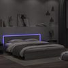 Doppelbett, Bettgestell Modernen mit Kopfteil und LED-Beleuchtung Grau Sonoma 180 x 200 cm d1217e Bild 4