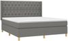 vidaXL Boxspringbett mit Matratze Stoff Dunkelgrau 160x200 cm, Härtegrad: H2 [3132242] Bild 3