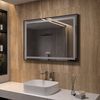 AQUABATOS LED-Lichtspiegel Badezimmer Spiegel Badspiegel Wandspiegel mit Beleuchtung Licht Led (mit/ohne Uhr), (3 Lichtfarben/Kaltweiß), (mit/ohne Bluetooth), mit/ohne Schminkspiegel), 100x70cm beschlagfrei Bild 2
