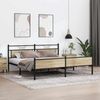 vidaXL Metallbett ohne Matratze Sonoma-Eiche 200x200 cm 3325101 Bild 4