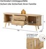 Erbsenförmiges TV-Board mit vertikaler Rillenoptik, 2 Schiebetüren + 2 Schubladen, Massivholzfüße, Holzoptik, MDF-Material, moderner skandinavischer Stil Bild 4