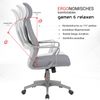 Bürostuhl mit Lordosenstütze im Netzstoff-Design Schreibtischstuhl mit Wippfunktion ergonomischer Drehstuhl mit einer verstellbaren atmungsaktiven Rückenlehne Grau Bild 4