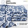 ZIRVEHOME Bettwäsche Baumwolle BettbezugWeiß Blau Floral Blumenmuster Blaue Harmonie, Renforce, 3 teilig, 200x200 Baumwolle Bettbezug Weiß Blau Floral Blumenmuster Bild 3