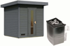 Karibu Sauna Hytti 2 terragrau mit 9 kW Ofen mit integrierter Steuerung Bild 2
