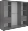 Schiebetürenschrank GRECJA 240 cm breite mit Spiegelfront und Dekor-Applikationen in Grau, inkl. Kleiderstange & Einlegeböden mit Schubladen - Grau Bild 4