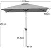 Yaheetech Rechteckiger Sonnenschirm Ø 293cm, Gartenschirm Balkonschirm mit 6 Rippen, Terrassenschirm Kurbelschirm, Sonnenschutz, Grau Bild 4