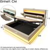 Polsterbett 140×190 cm mit hydraulischem Bettkasten, LED, USB/Typ-C, Stauraum-Kopfteil, Beige, ohne Matratze Bild 5