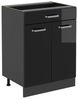 Küchenunterschrank R-Line Schwarz Hochglanz 60 cm mit Schublade, ohne Arbeitsplatte Vicco Bild 4