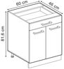 Küchenunterschrank R-Line Schwarz Hochglanz 60 cm mit Schublade, ohne Arbeitsplatte Vicco Bild 2