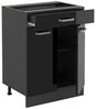 Küchenunterschrank R-Line Schwarz Hochglanz 60 cm mit Schublade, ohne Arbeitsplatte Vicco Bild 3