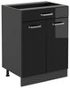 Küchenunterschrank R-Line Schwarz Hochglanz 60 cm mit Schublade, ohne Arbeitsplatte Vicco Bild 5