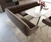 Esszimmerbank Taya-Flex 285x190 cm Strukturstoff Soft Taupe Kreuzgestell kantig Edelstahl Taschenfederkern Rechts Bild 4