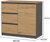 ibonto NACHTKOMMODE HANDWERKLICHE EICHE 40x80x75cm (H 75 x T 40 x B 80 cm) Bild 3