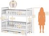 Kids Collective Hochbett 90x200 mit Ausziehbett Kinderbett mit Ausziehfunktion, zwei Schubladen Lattenrost, Rausfallschutz, umbaubar in drei Betten, Vollholz in weiss Bild 3