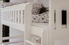Kids Collective Hochbett 90x200 mit Ausziehbett Kinderbett mit Ausziehfunktion, zwei Schubladen Lattenrost, Rausfallschutz, umbaubar in drei Betten, Vollholz in weiss Bild 4