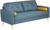 Vente-unique 'TATUM' 1x 2-Sitzer Sofa und 1x 3-Sitzer Sofa, Bouclé Stoff blau, 130 / 182 x 81 x 83 cm Bild 4