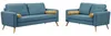 Vente-unique 'TATUM' 1x 2-Sitzer Sofa und 1x 3-Sitzer Sofa, Bouclé Stoff blau, 130 / 182 x 81 x 83 cm Bild 2