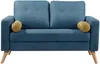 Vente-unique 'TATUM' 1x 2-Sitzer Sofa und 1x 3-Sitzer Sofa, Bouclé Stoff blau, 130 / 182 x 81 x 83 cm Bild 5