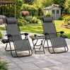 Bettso 'VELSE' Gartenmöbel-Set 3-tlg. Zero Gravity Relaxliegen mit Klapptisch, Textoline Grau & Stahl Bild 2