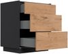 Design Nachttisch Kommode Lux L 60cm, 3 Pushauszüge Oak : Oak / Grafit Bild 5