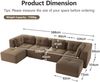 4-Sitzer Sofa 386×177×69 cm aus Cordstoff rahmenlos modular mit 2 Ottomane, braun Bild 4