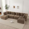 4-Sitzer Sofa 386×177×69 cm aus Cordstoff rahmenlos modular mit 2 Ottomane, braun Bild 3