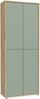Forte ALICE SPRINGS Schuhschrank 70 80, moderner Flurschrank mit 4 Türen und 8 Einlegeböden, Holzwerkstoff, Salbei / Artisan Eiche Holzdekor, 74,5 cm breit x 191,9 cm hoch x 34,9 cm tief Bild 3
