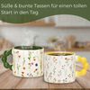 matches21 HOME & HOBBY Tasse Kaffeetassen 3er Set mit Blumen Dekor, 360 ml Porzellanbecher, 3-tlg, Porzellan, Moderne Dopamine Designertasse in Pastellfarben Bild 4