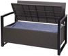 Poly-Rattan 2er Sitzbank HWC-F39, Gartenbank Truhenbank, Staufach Aufbewahrung Sitzkissen ~ grau-meliert, Kissen creme Bild 5